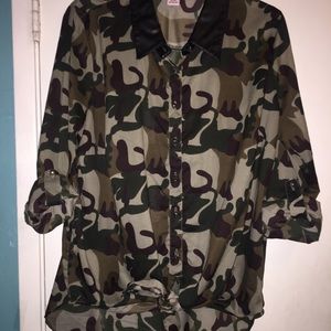 Camo Army Top with Stud buttons